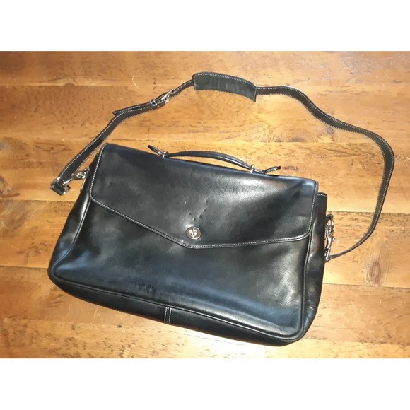 Coach Handbags - Coach Black Leather Laptop Bag with Shoulder Strap
